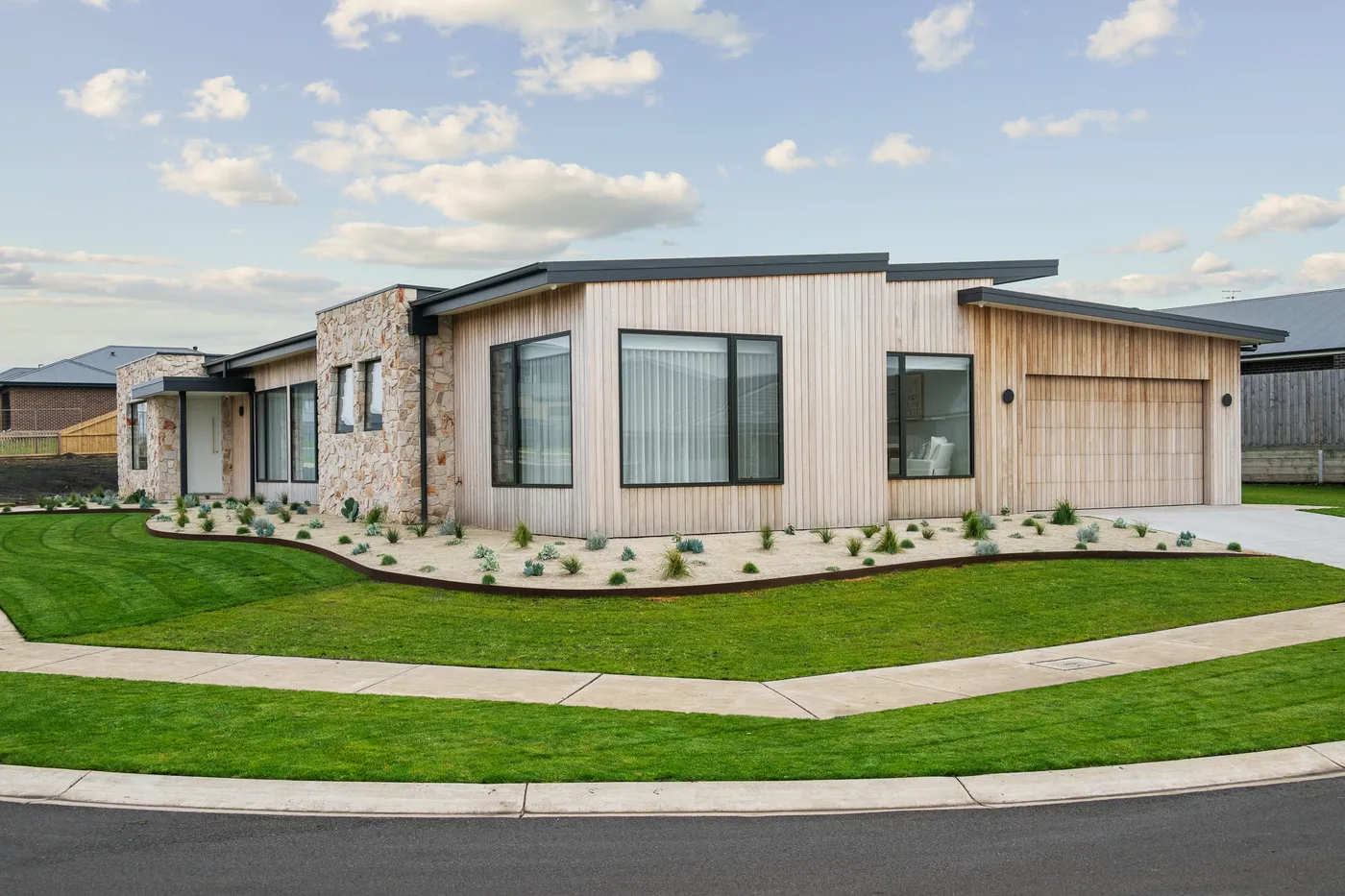 Gillanders Street front elevation in limestone and timber