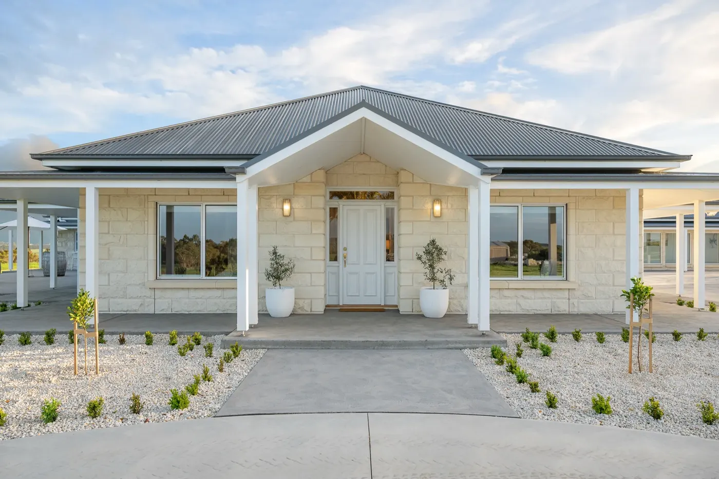 Limestone portico entry